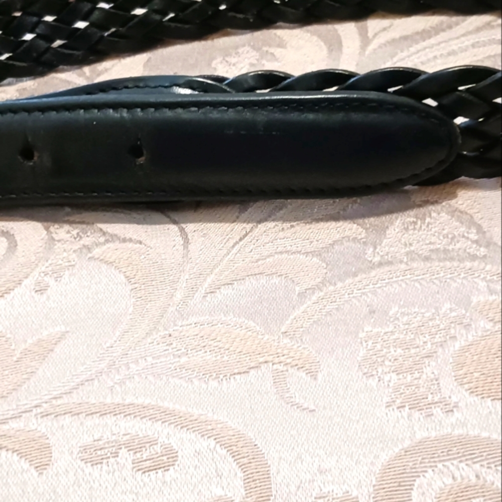VTG Black Woven Leather belt Men's size 38" Waist - Picture 8 of 10